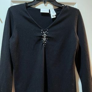 Soft Black Sweater with Bling Detail